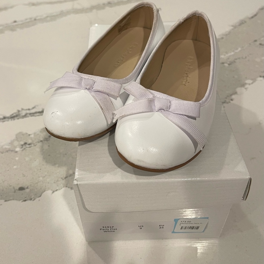 Paris flat white elephantito shoes
